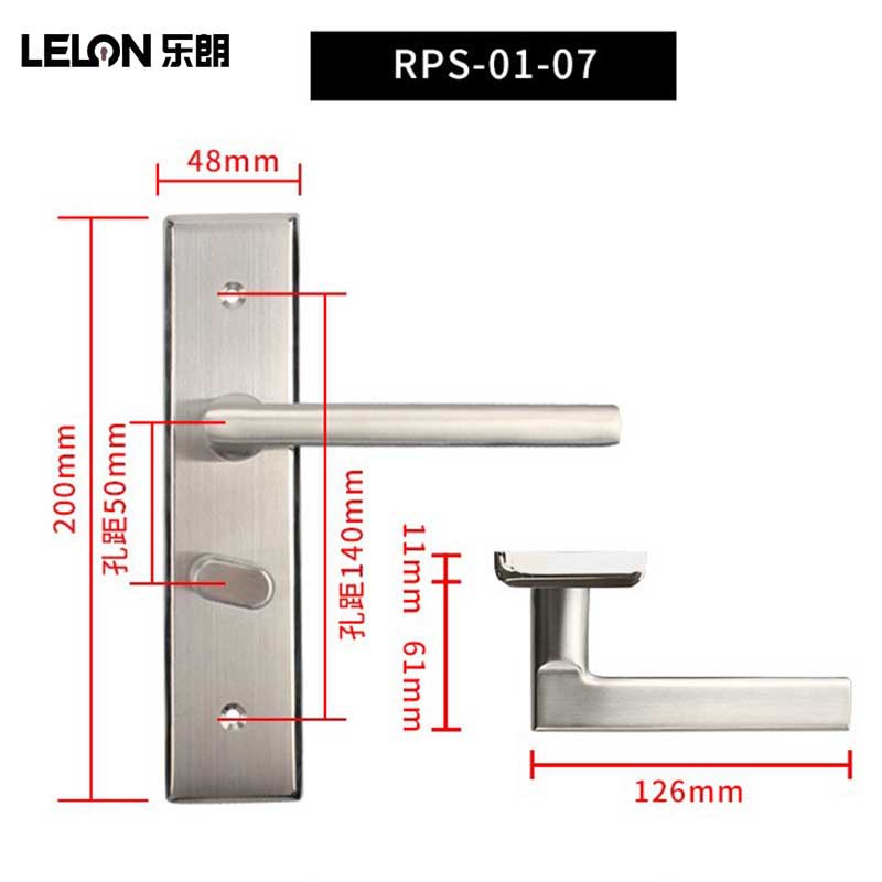 Cerradura de la puerta interior de acero inoxidable cepillado conjunto completo Puerta panel de bloqueo dormitorio puerta mudo universal manija panel de bloqueo
