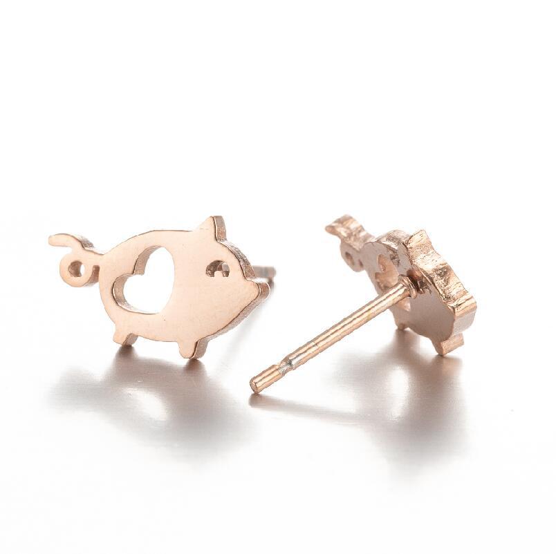 Daily Occasion 304 Stainless Steel Material PVD Coated 18K Gold Real Gold Plated Animal 304 Stainless Steel Simple Style Waterproof Non Tarnish Ear Studs