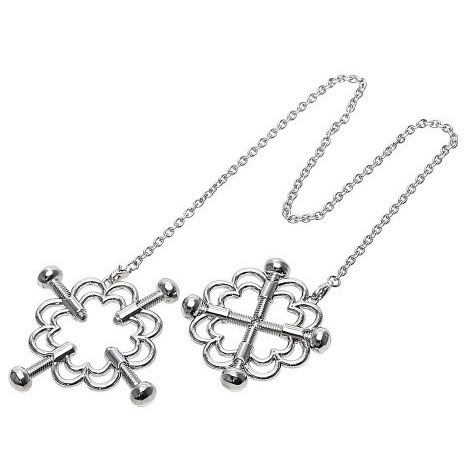 Wholesale Nipple Clamps, Double Adjustable Nipple Clamps, Nipple Clamps, Chain, Sexy Flower-Shaped Cherry Blossom Flirting Clips, Bells