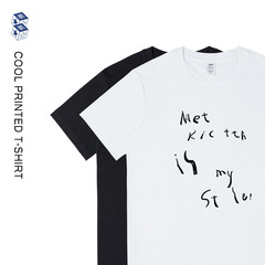 メンズ新作、肩がずれないイレギュラーレタープリントのゆったり半袖Tシャツ、メンズ夏カジュアル万能トップス、レディースインスタイル