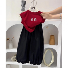 女童夏季套装2025新款儿童夏装洋气短袖T恤灯笼裤两件套夏装