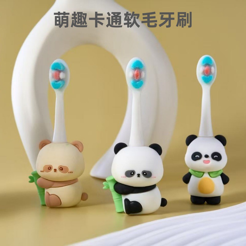 Children's Toothbrush Cute and Cute Cartoon Red Panda Soft Hair 1-7 Years Old Baby Teeth Cleaning and Tooth Protection Small Head Independent Packaging