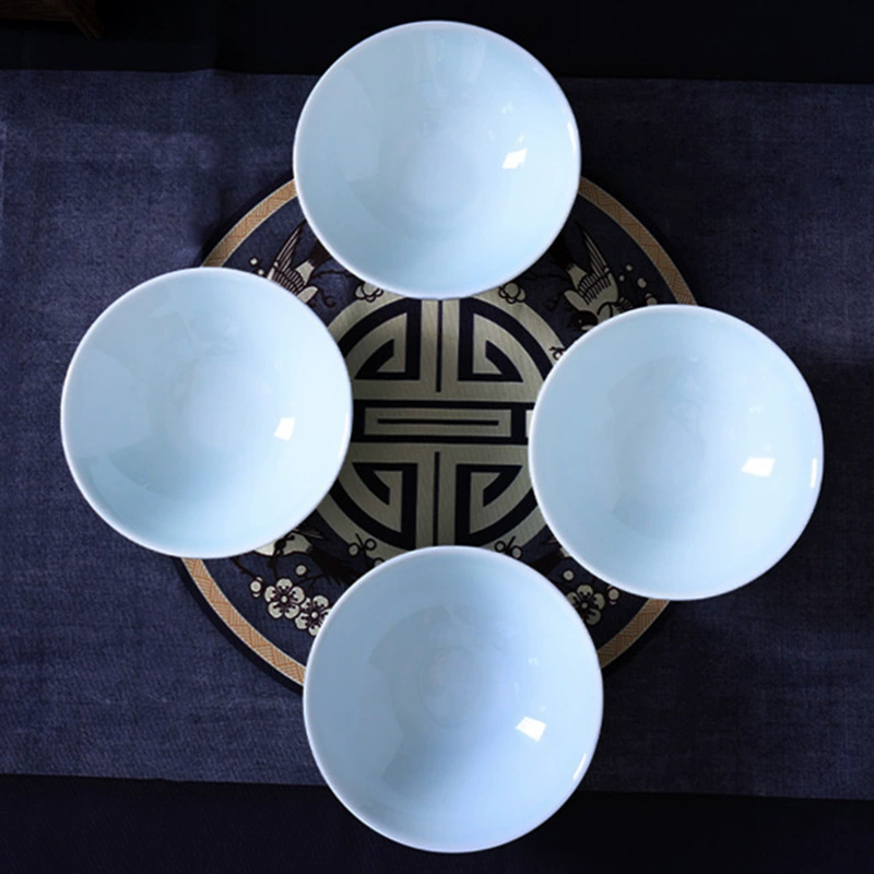 Celadon рисовая миска бытовая маленькая соломенная шляпка миска высокий труба миска глазурованный цвет китайская простая миска для супа коммерческая