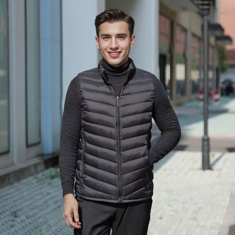 Foreign Trade Autumn and Winter Men's Lightweight Vest, Men's Cold-Proof Stand-Up Collar, Large Size down Cotton Jacket for Dad, Men's Warm Vest Foreign Trade Autumn and Winter Men's Lightweight Vest, Men's Cold-Proof Stand-Up Collar, Large Size down Cotton Jacket for Dad, Men's Warm Vest