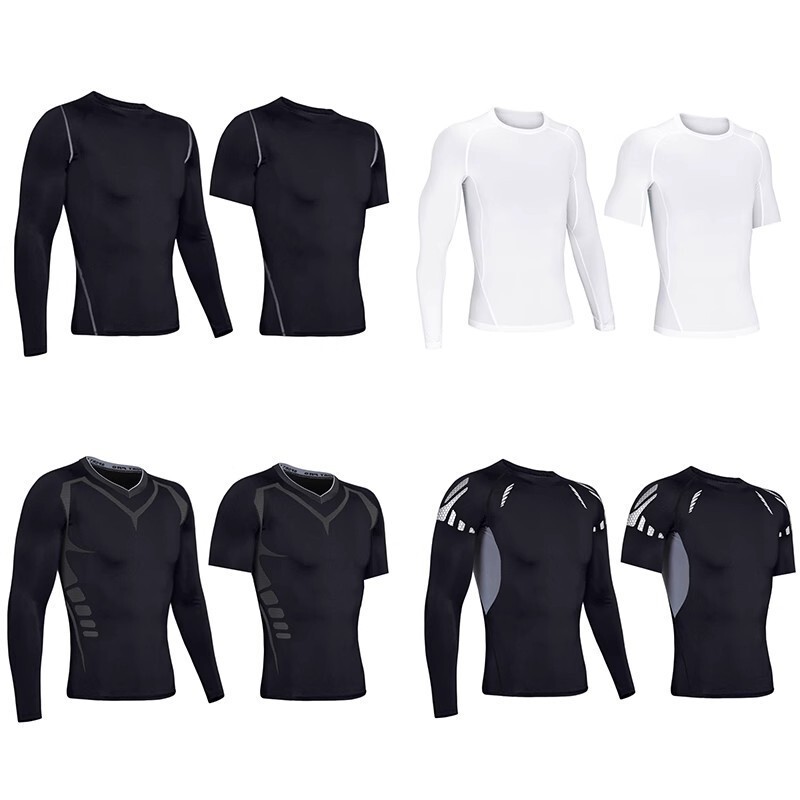 Large Quantity, Preferential Sports Tight-Fitting Men's T-Shirt, Short and Long-Sleeved Vest, Quick-Drying, Breathable Training and Running, Cross-Border Export Hot Style