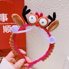 1131大眼長鬍子龍王扭扭棒發箍~新年龍年春節拍照束髮頭箍髮飾女