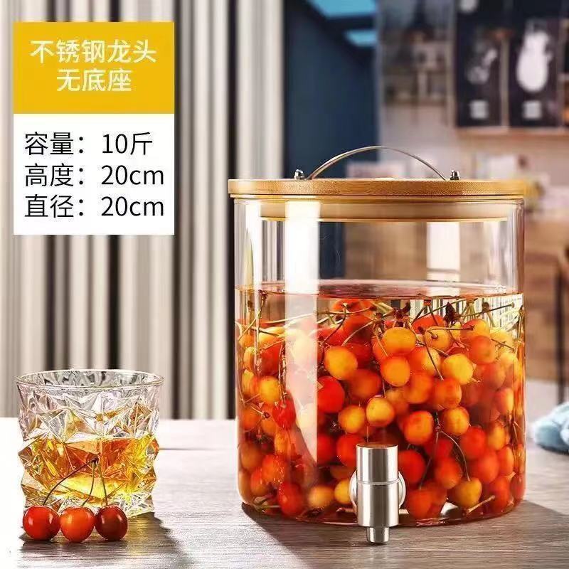 hervidor de agua fría con grifo hervidor de agua fría vidrio resistente a altas temperaturas bebida de gran capacidad barril de jugo de fruta barril de licor de limonada barril de fermentación
