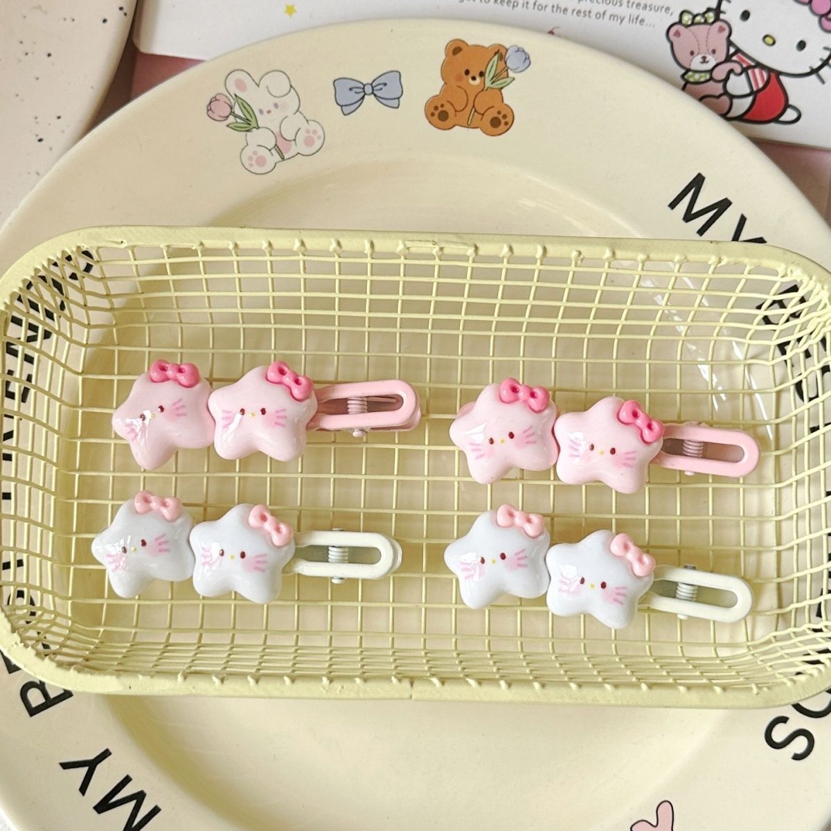 귀여운 별 고양이 리본 집게핀 앞머리 옆머리 헤어핀