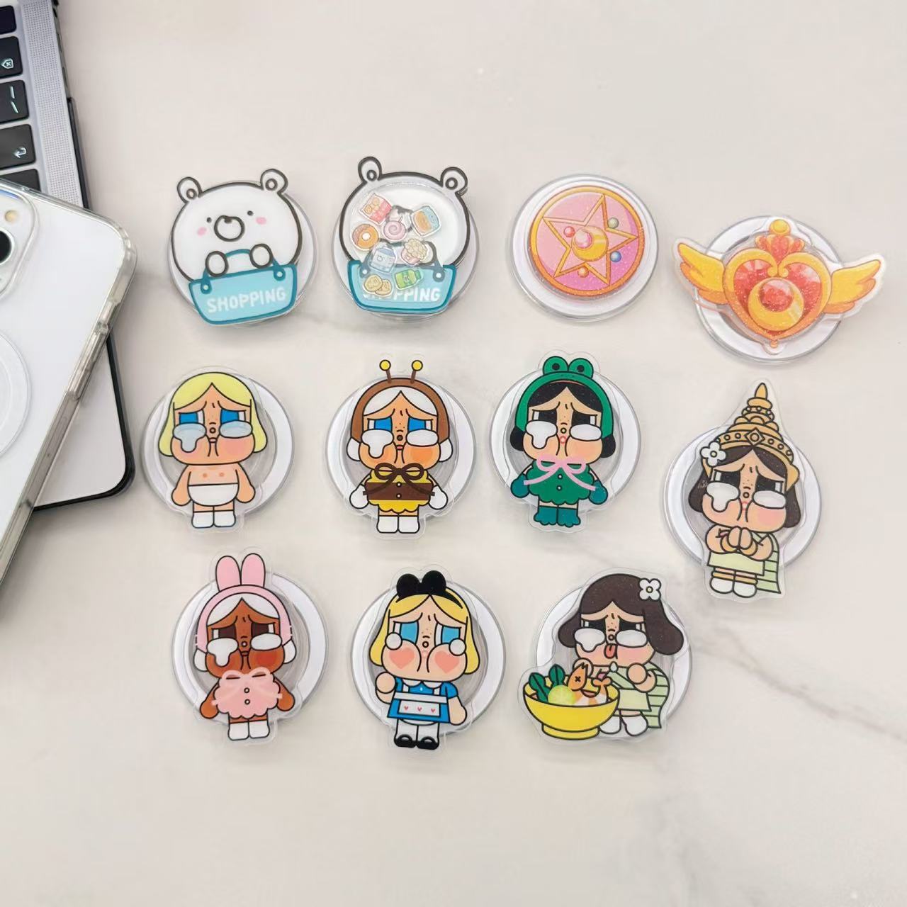 Creative and Interesting Crying Baby Magsafe Magnetic Holder Super Cute Retractable Mobile Phone Airbag Holder Portable Creative