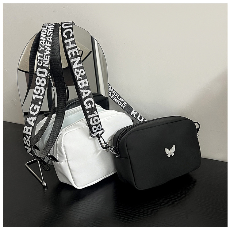 wholesale elegant butterfly simple small bag women's nylon cloth wide shoulder strap underarm bag casual shoulder solid color crossbody bag undefined