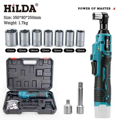 Hilda Lithium Battery Ratchet Wrench High Torque Plastic Box Set Cross-Border Customized Home Renovation Lightweight and Convenient Tool (Mühərrik tənzimləmə alətləri) - 12v-ratchet-wrench-bare-tool-plastic-case-set