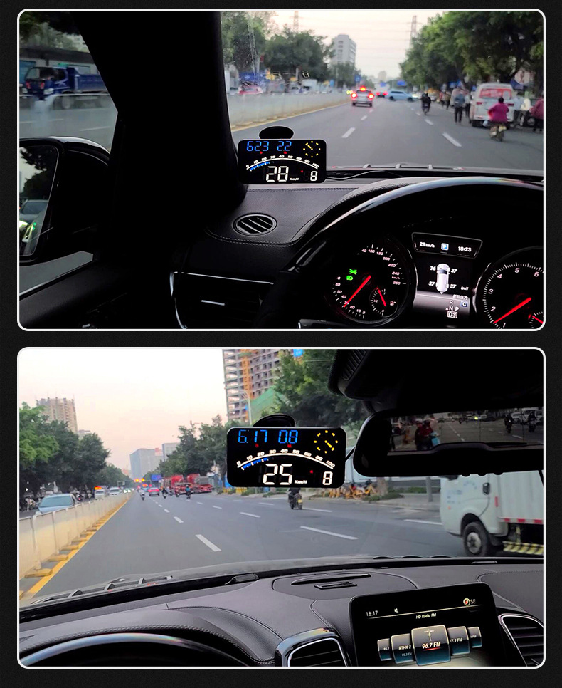 Cross-Border Hud Car Universal Head-Up Display Beidou Gps Speed Alarm Driving Mileage Car Display