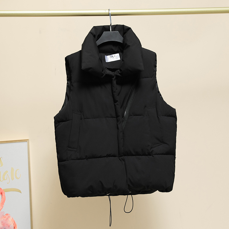 2022 otoño y invierno nuevo chaleco de algodón de pluma para estudiantes de estilo coreano suelto hombro exterior chaleco de abrazadera de caballo abrigo
