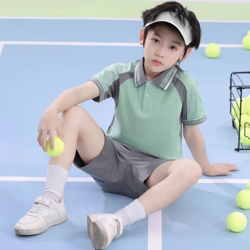 Jiangxi Ganzhou Primary and Secondary School Uniform Education Bureau Unified Standard Style Short-Sleeved Sportswear Suit Summer and Autumn Clothing