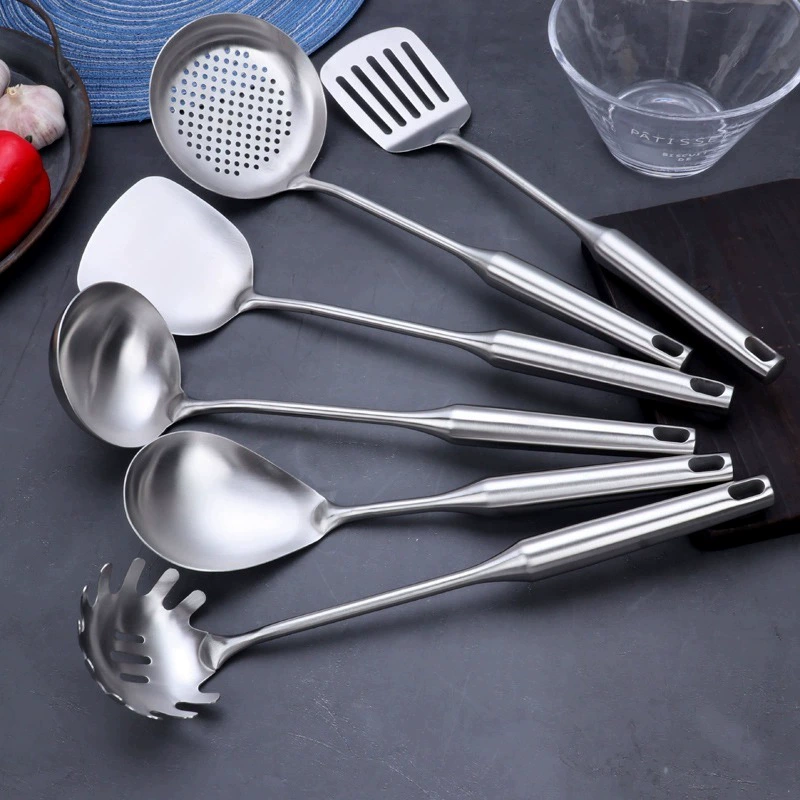 304 Stainless Steel Circular Kitchenware Kitchenware Temperatures Cooking Spoon Powder Six -piece Set Home Hotel Kitchen Products