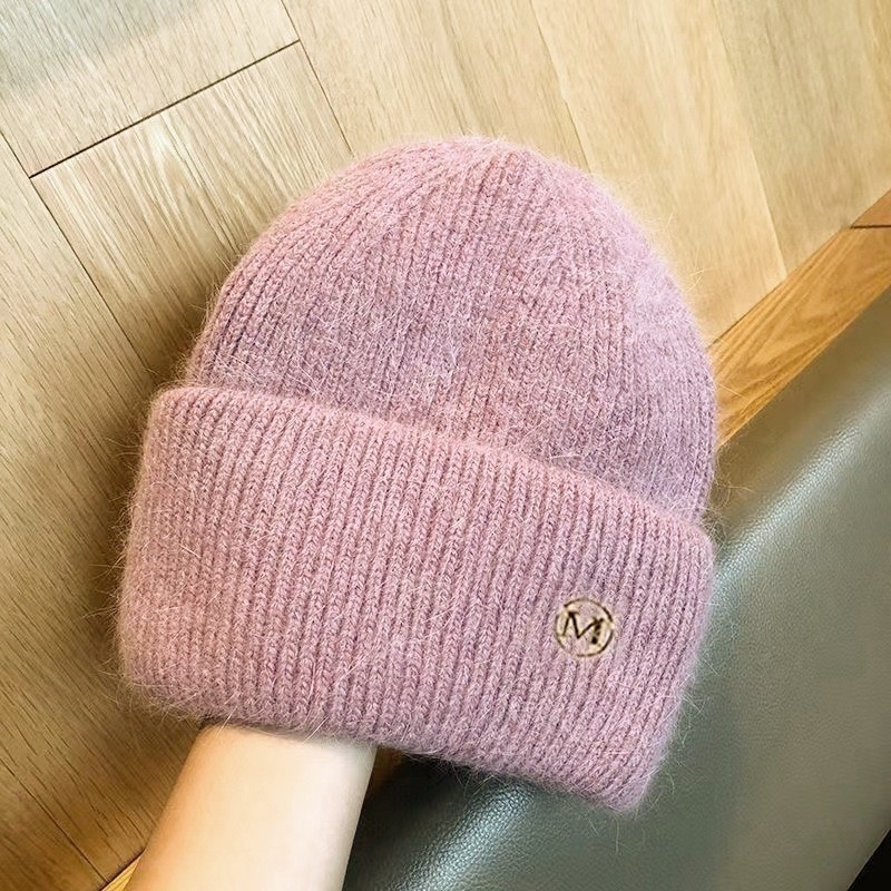 女性用の新しい秋と冬のウールの帽子、厚いベルベットの暖かいニット帽、大きな頭囲、軽い高級スタイル、耳保護防寒帽子、シンプルなスタイル