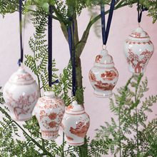 新中式 红色吊坠陶瓷小将军罐圣诞树装饰陶瓷装饰挂件花瓶小物件