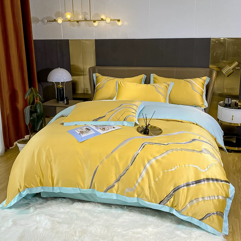 Summer silk double-sided silky set, sheet, duvet cover, bedspread, 4 piece set, light luxury style