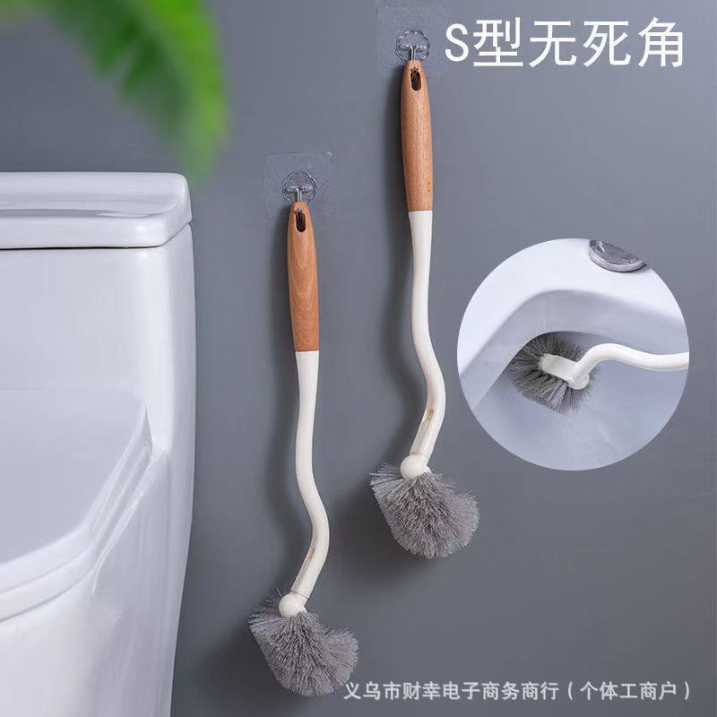 Japanese Style Solid Wood Handle Toilet Brush Household No Dead Angle Gap Brush Toilet Toilet Squatting Pit Long Handle Cleaning Brush