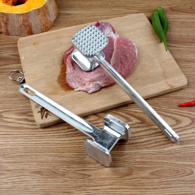 Manufacturer Wholesale Aluminum Alloy Meat Hammer Steak Hammer Meat Tenderizer Double-Sided Solid Meat Hammer Kitchen Supplies