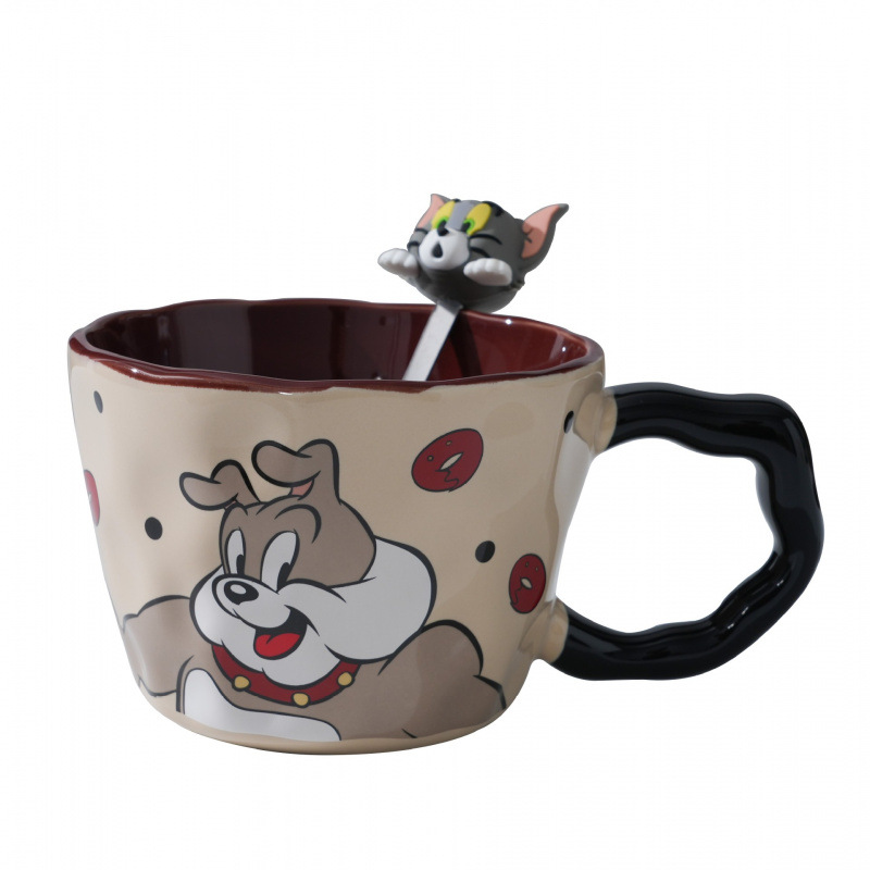 Gato y ratón tazas de oficina tazas de agua tazas de café tazas de desayuno tazas de cumpleaños caseras tazas de cerámica de orejas grandes