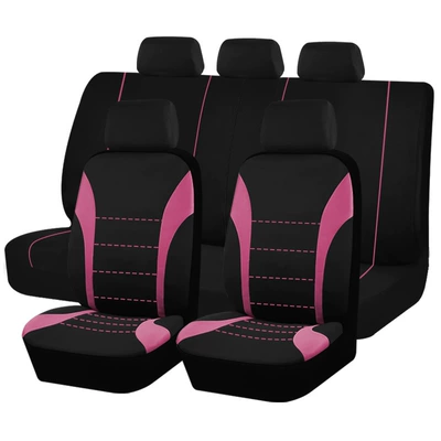 Aiceda in stock Four Seasons General Cross-border Hot Mesh Cloth Color Car Seat Cover Wholesale (Universal seat cover) - pink-set-of-9-pieces