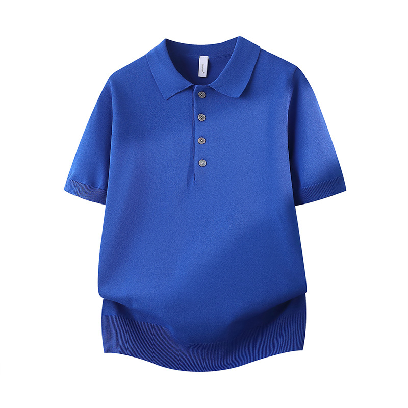 Polo camiseta de punto camiseta de manga corta hombre botón de solapa vieja camiseta comercial de hielo de seda de verano fábrica transfronteriza al por mayor