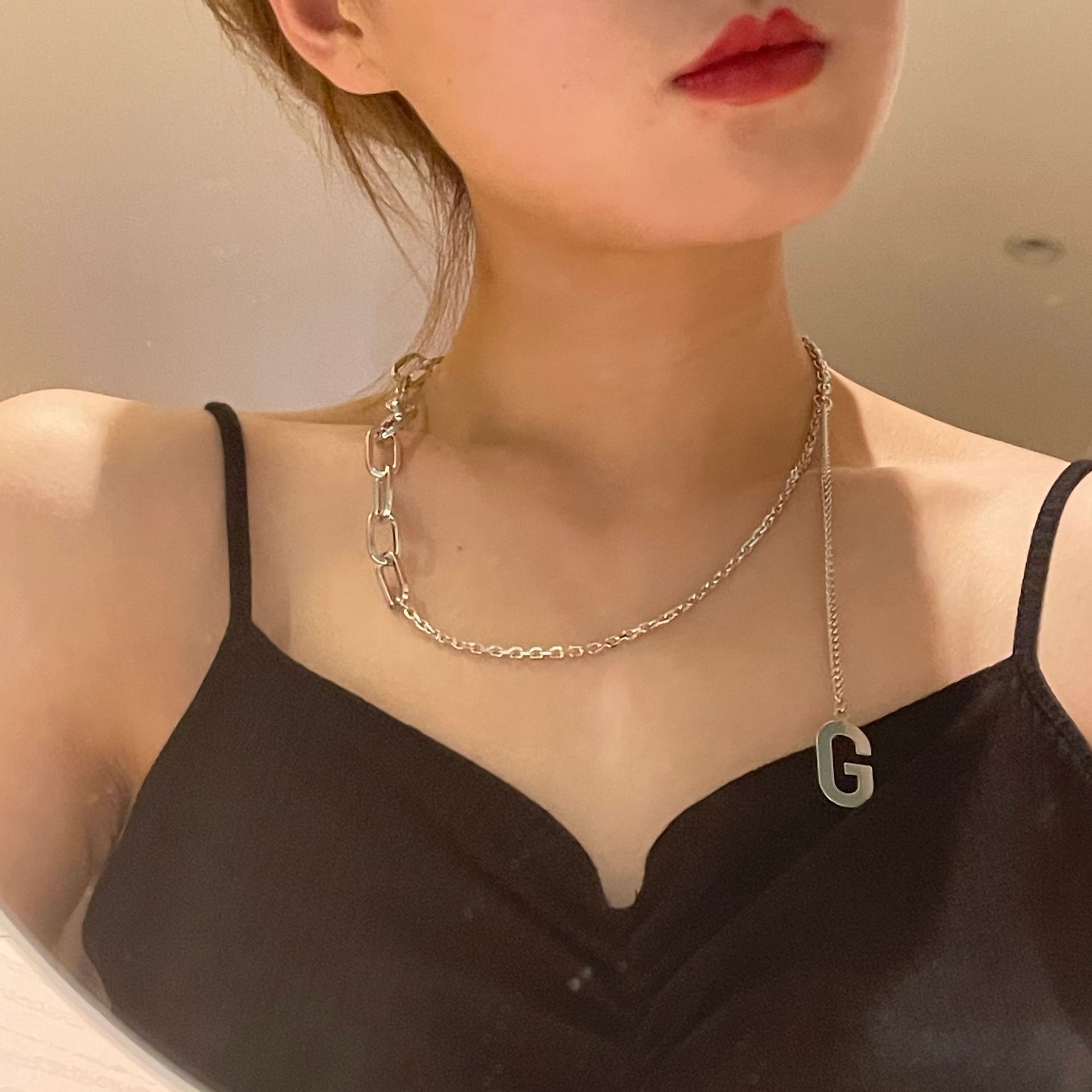 Fashion New Style Simple Letter Thickness Chain Necklace display picture 5