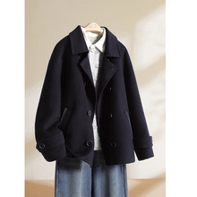 气质高级感2025冬季新款时尚简约百搭撞色特种绣呢料毛呢大衣女