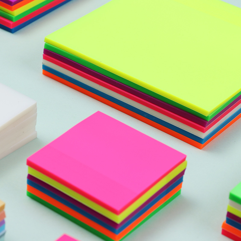 Adhesivo de color fluorescente, adhesivo de índice de ladrillo de papel, adhesivo de papelería para estudiantes de color PET transparente, adhesivo de conveniencia transparente