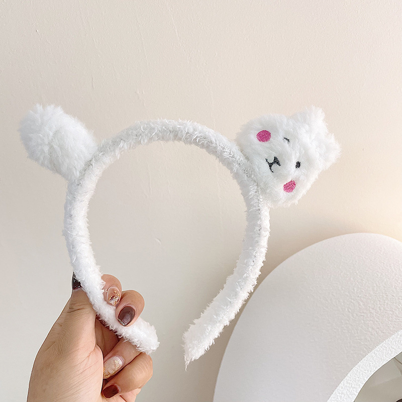Diadema de peluche lindo gatito mujer Otoño e Invierno antideslizante pelo no herido moda dibujos animados oso muñeca diadema horquilla tocado