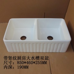 縦模様のセラミック製大型シンクキッチンシンクと排水アクセサリーを送料無料で提供します。