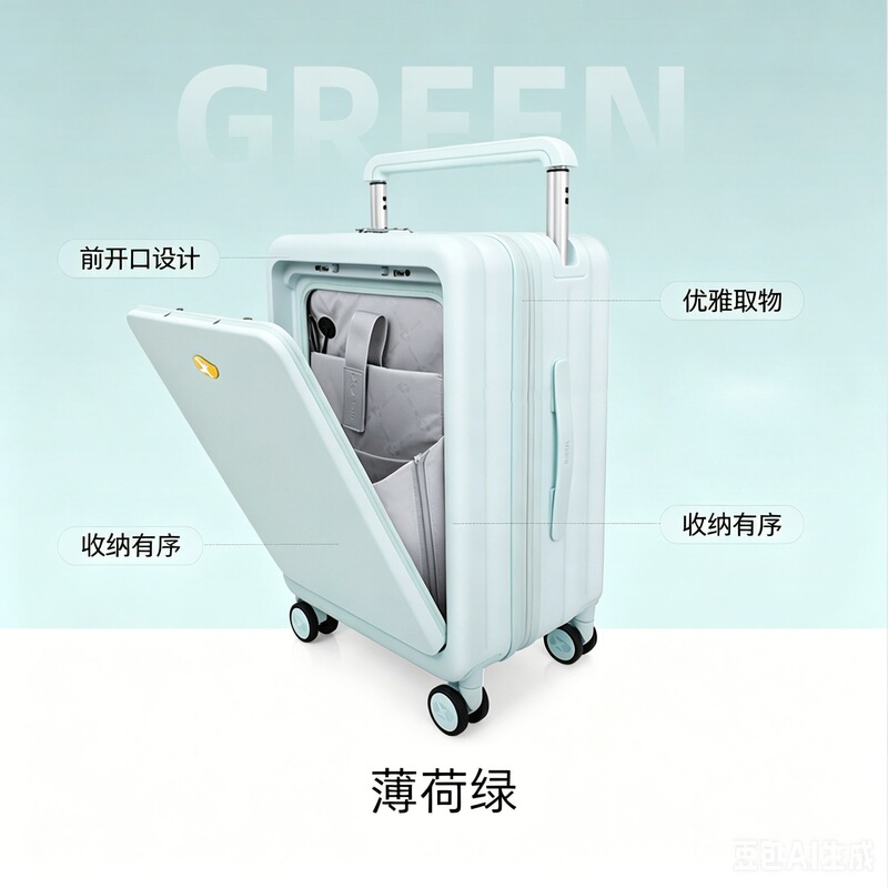 20inch Wide Handle Suitcase with Front Opening, Pc Material Carry-On Luggage, Abs Trolley Case, Gift Box Customization 20inch Wide Handle Suitcase with Front Opening, Pc Material Carry-On Luggage, Abs Trolley Case, Gift Box Customization