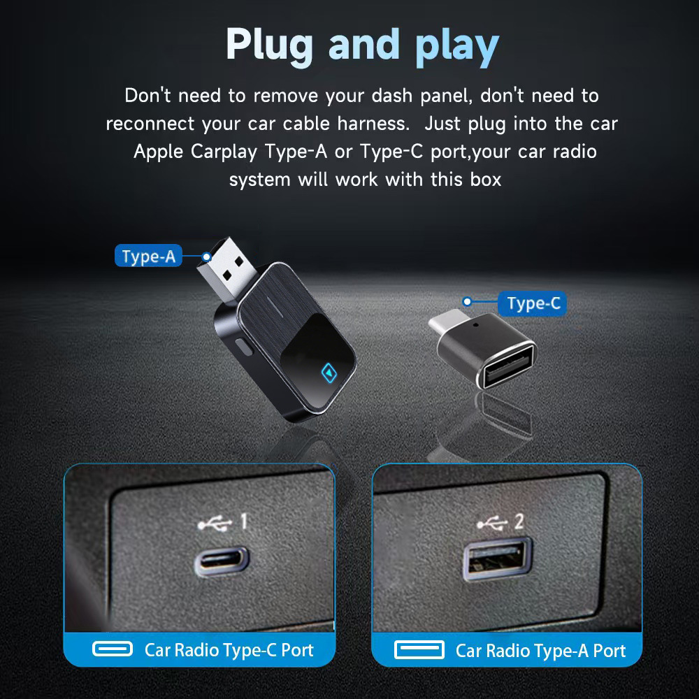 Cross-Border Carplay Box for Apple and Android Phones, Two-In-One Car and Mobile Device Connectivity, Carplay Wireless Adapter