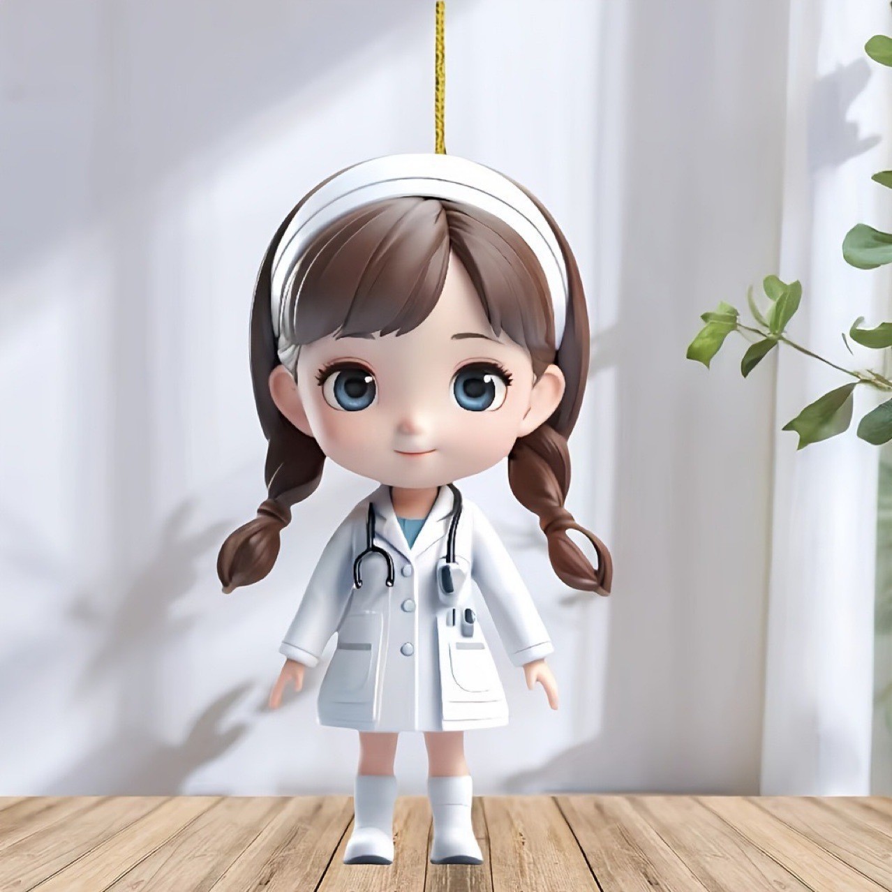 2D plano transfronterizo explosión encantadora mujer doctora colgante de espejo retrovisor del automóvil colgante de bolso de decoración de árbol de Navidad