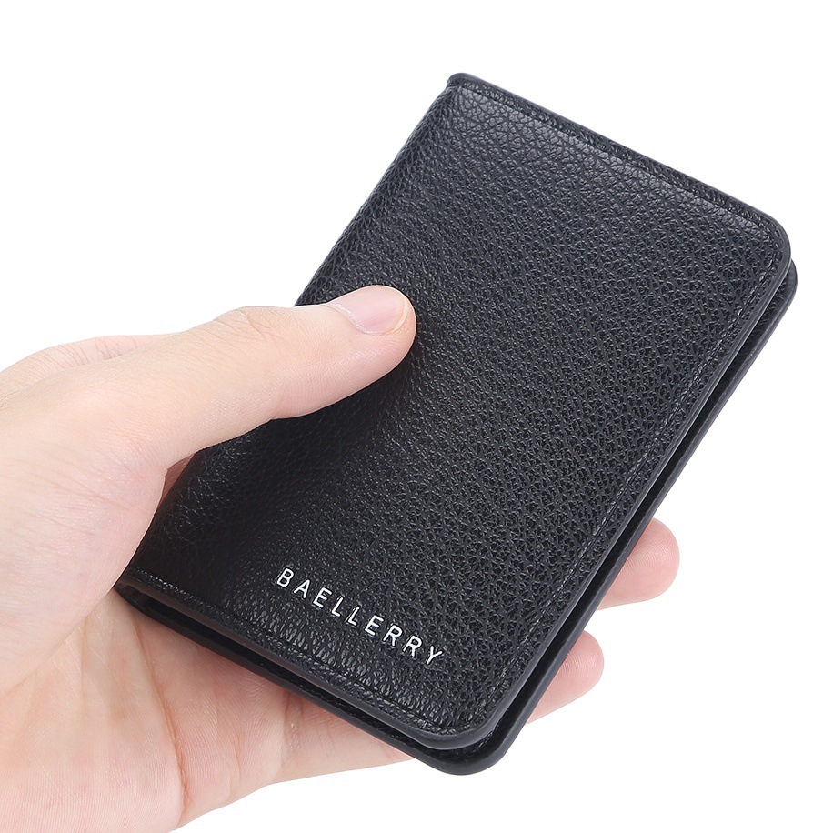 Nueva cartera de cuero para hombre con un toque de alta gama, con un diseño de textura granulada, múltiples ranuras para tarjetas, diseño ligero y simple, tarjetero pequeño, estuche delgado para tarjetas y clip para billetes.