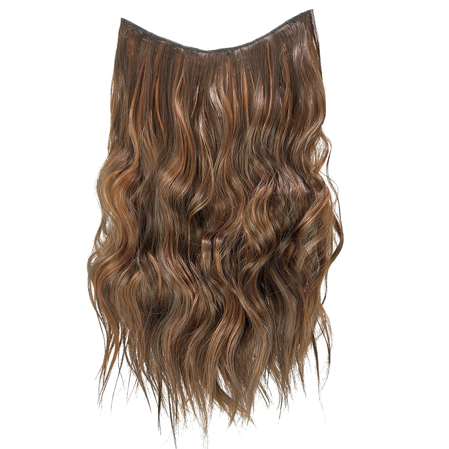 Peruca de cabello rizado en forma de U flácida, aumento de cabello, peruca de cabello simulada de una pieza, cabello largo femenino, cabello invisible sin huellas.
