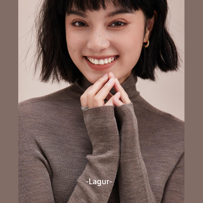 Japanese Shimbun Seamless Integrated German Yarn Wool Turtleneck Base Shirt Women's Autumn and Winter High-end Sweater