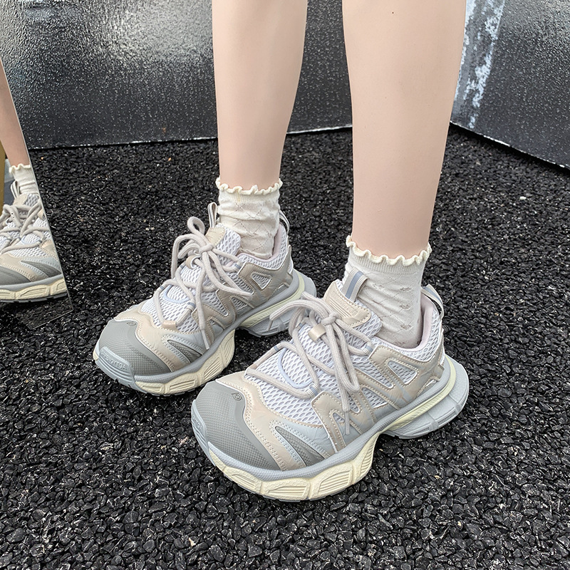 ヨーロッパ厚底ダッドシューズ女性用 2025 夏の新スタイルメッシュ通気性ファッション多用途快適なカジュアルスポーツシューズ|undefined