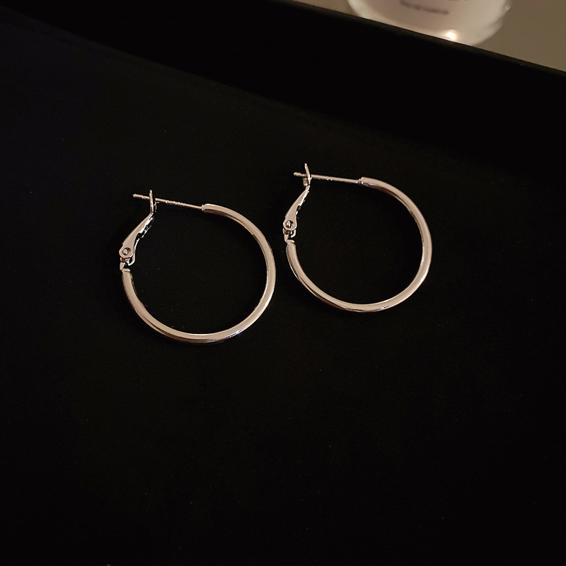 Pendientes geométricos con anillo de metal con aguja de plata, diseño minimalista de nicho, orejas de todo fósforo, pendientes de viaje de viento frío europeo y americano, mujeres