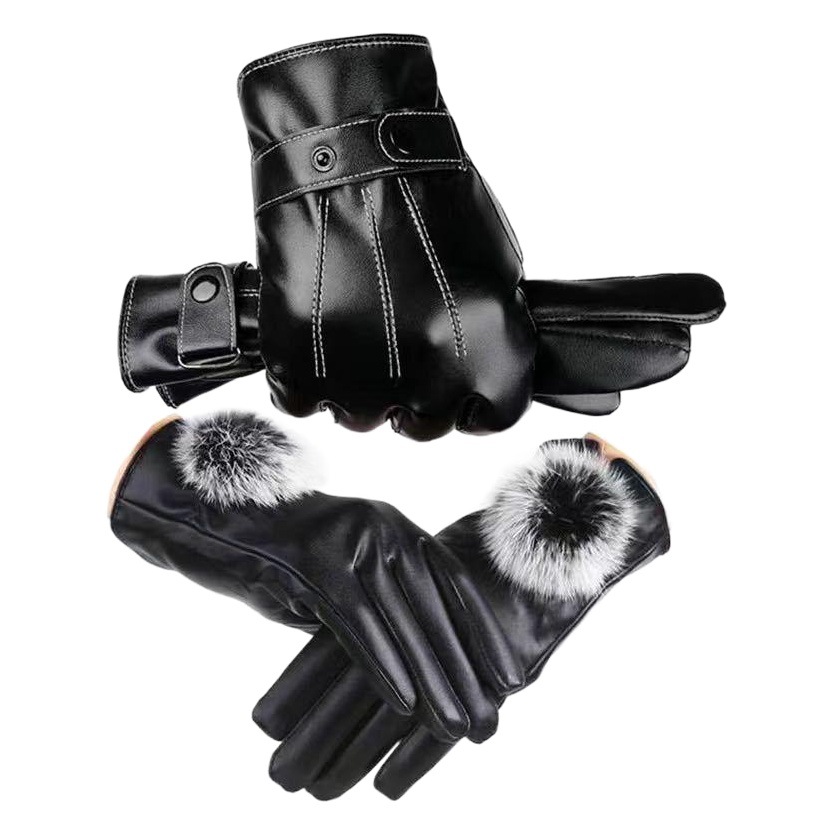 Guantes de cuero con pantalla táctil para hombres y mujeres, térmicos, impermeables y a prueba de viento