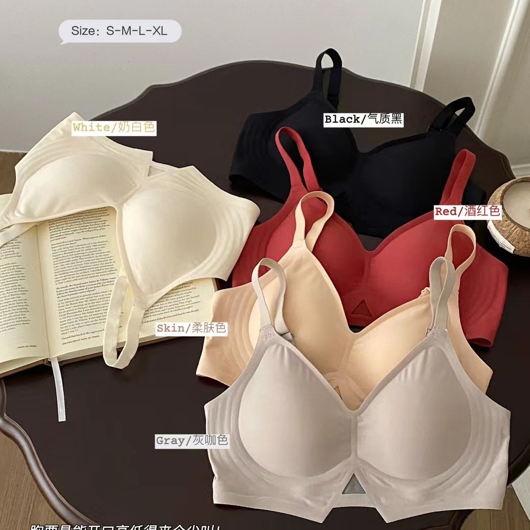 No trace bra for women with small breasts, summer thin sports integrated backless vest style fixed cup without steel ring bra 
