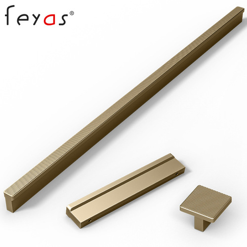 Feyas Network T-shaped Wardrobe, Gold Luxurious Handle, Cabinet with Drawers, Full-Height Black Door Handles