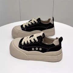 厚底增高小白鞋女2025春秋季新款百搭松糕休閒運動板鞋大頭麵包鞋