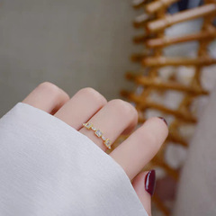 精緻高級輕奢方鑽鋯石戒指女韓版簡約氣質設計感冷淡風開口食指戒