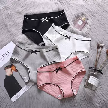 Japanese Style Traceless Thread Women's Underwear Pure Cotton Antibacterial Comfortable Physiological Low Waist Sexy Large Size Girls' Underwear