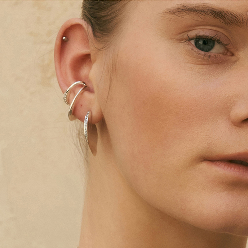 10g Weight Gold Plated Plating Material Zircon Inlay Material Fashion Geometric Copper Plating Zircon Ear Clips 1 Piece