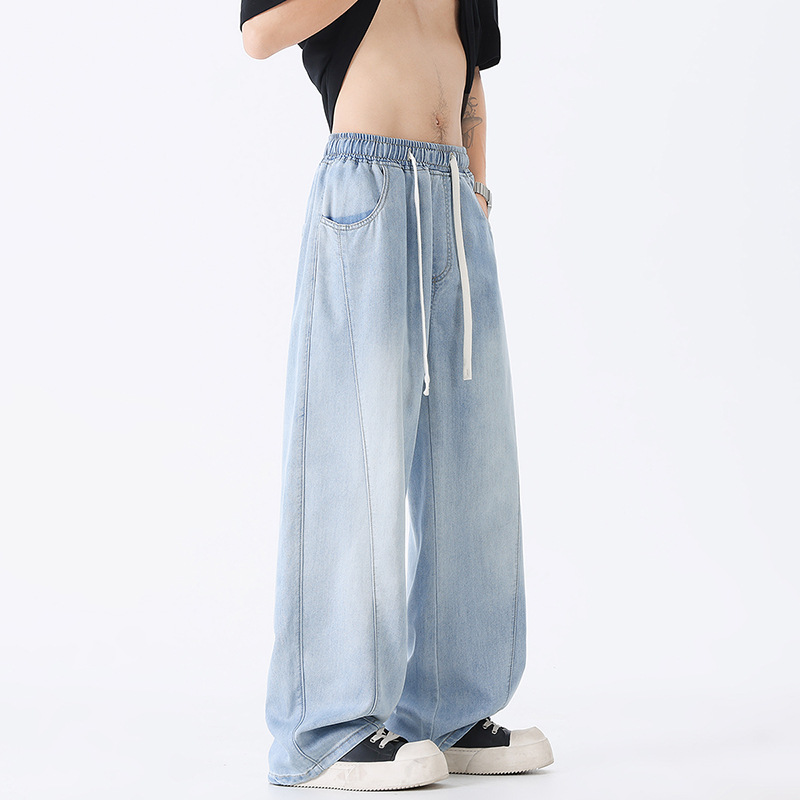 Dambonión| Primavera nuevos pantalones rectos de jeans elásticos para hombres, pantalones casuales de estilo americano para hombres