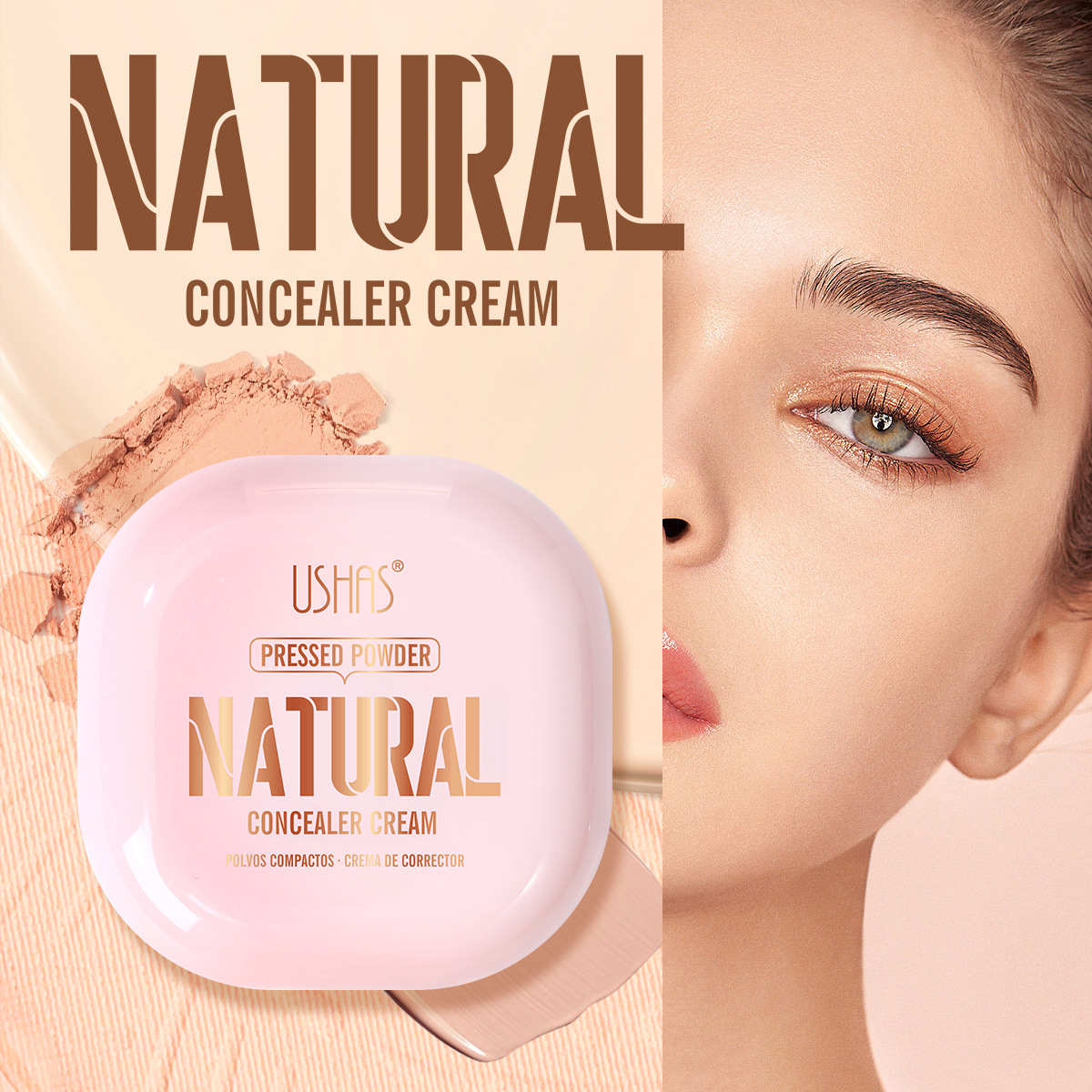 USHAS polvo spot transfronterizo de control de aceite, protector facial, polvo natural UF093B