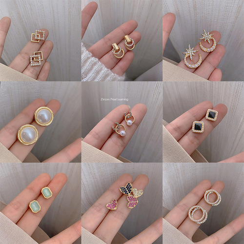 Korean Dongdaemun small fragrant earrings for women 925 silver needle pearl temperament retro earrings ins Internet celebrity earrings wholesale